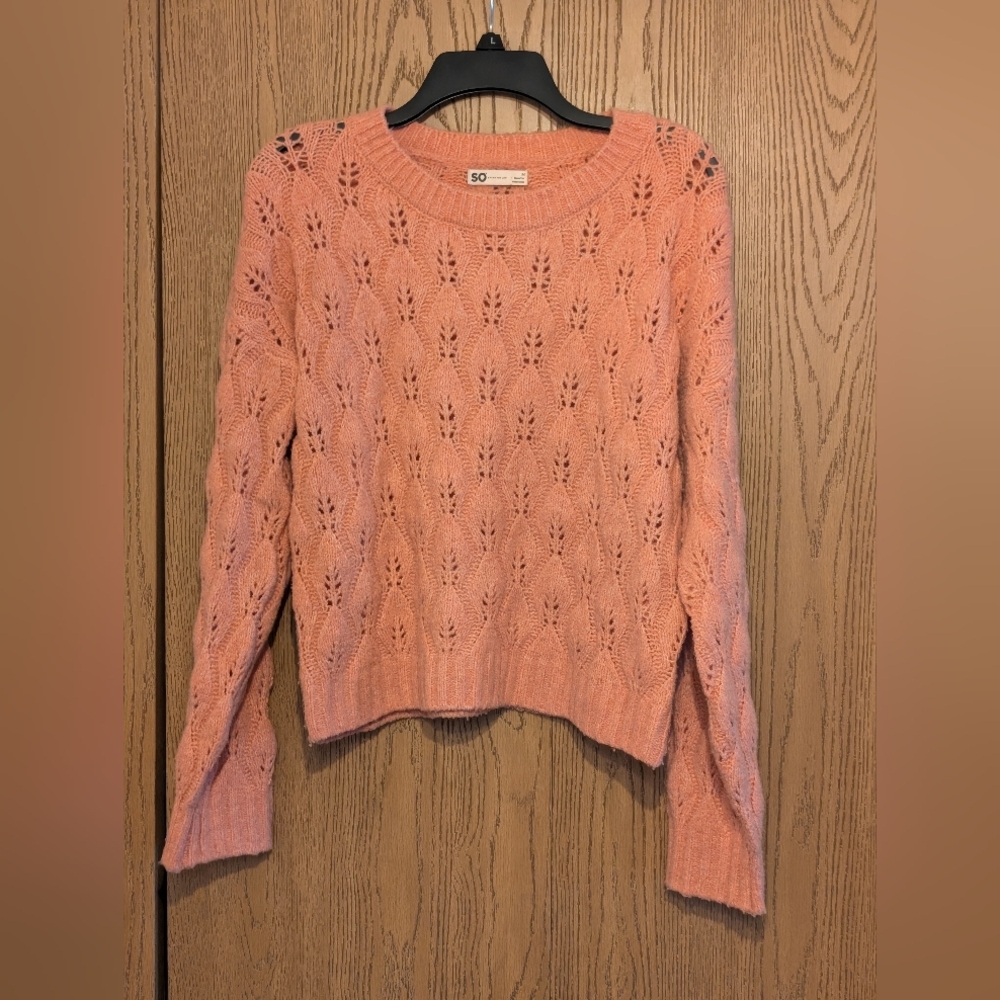SO Women's Cropped  Coral Knit Sweater